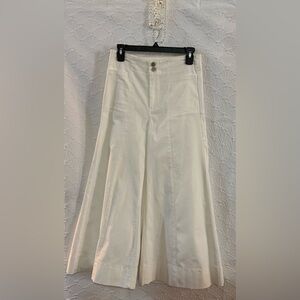 Wide-Leg Cream High-Rise Trousers